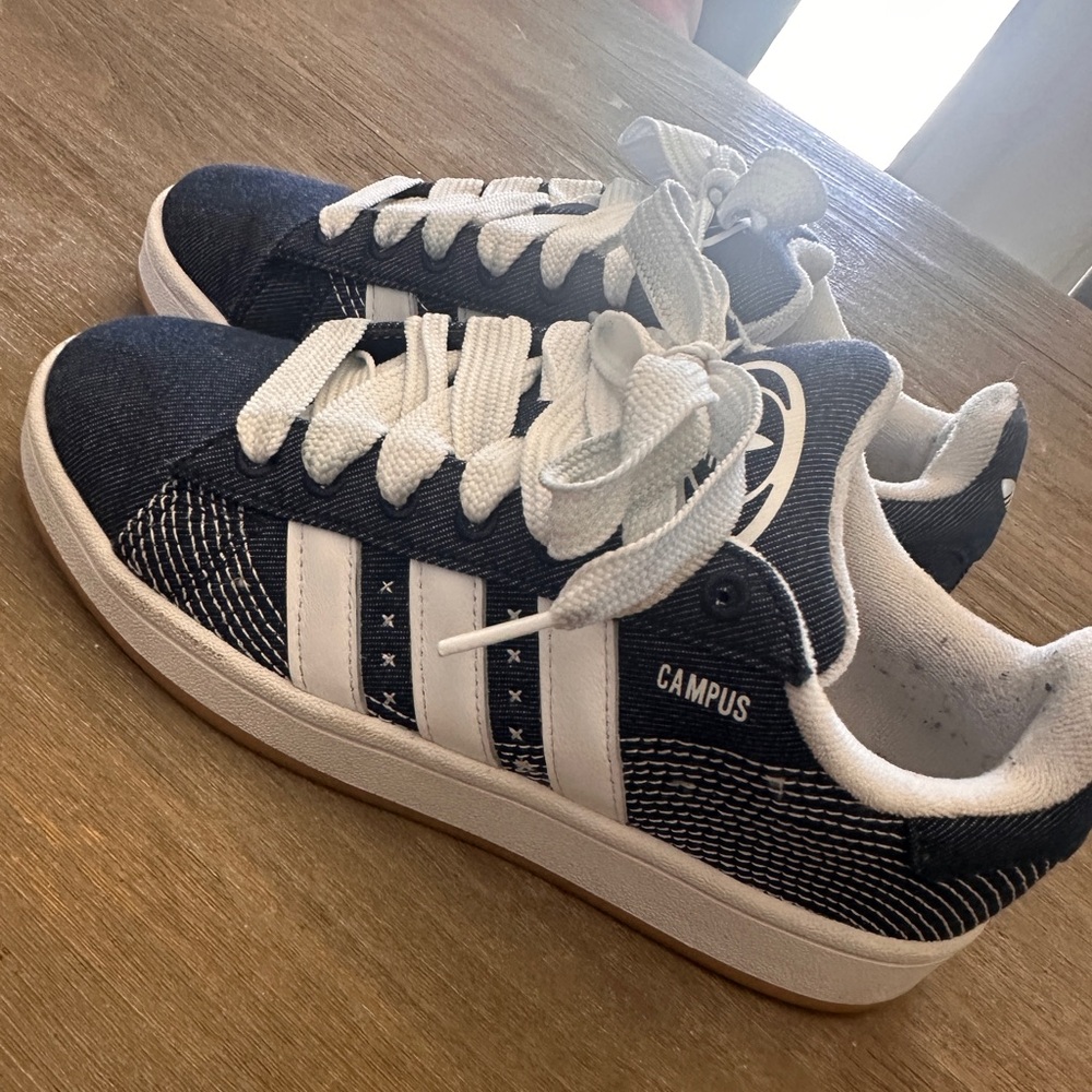 Adidas Campus Navy and White Sneakers - Picture 3 of 5